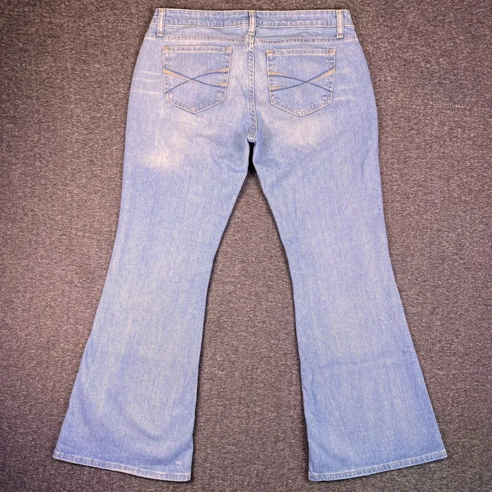 Aeropostale Flare Jeans Womens 13/14S Light Wash Low-Rise Stretch Y2K Fit35x30.5